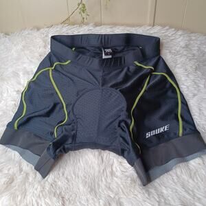 Souke Shorts Cycling Adult Large Black Blue Padded Nylon Spandex Blended